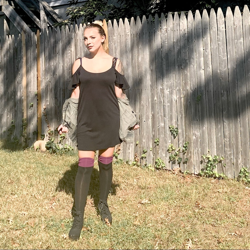 Black Cold Shoulder Mini Dress XS